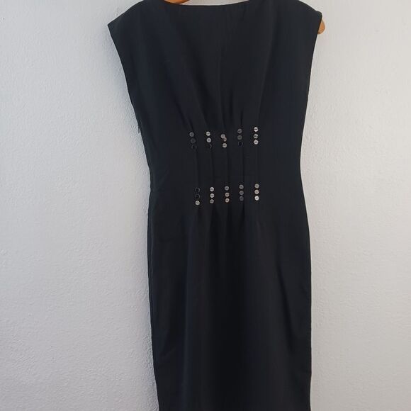 Moschino Black Wool Cocktail Dress with Sequin Detail size 4 - Picture 5 of 7